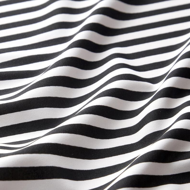 Swimsuit fabric narrow stripes – black/white,  image number 2