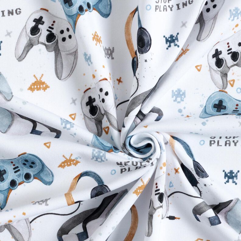 French Terry Game on Digital Print – white,  image number 3