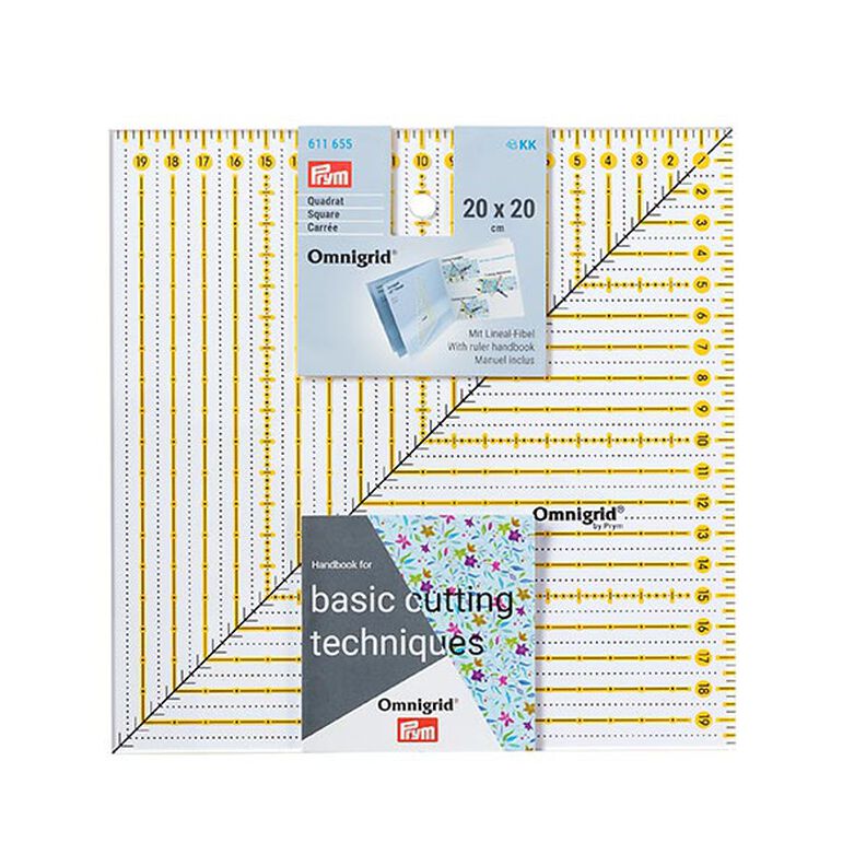 Square Quilting Ruler [ Dimensions:  20 x 20 cm  ] | Prym,  image number 2