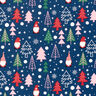 Cotton Poplin Gnomes and fir trees – blue,  thumbnail number 1