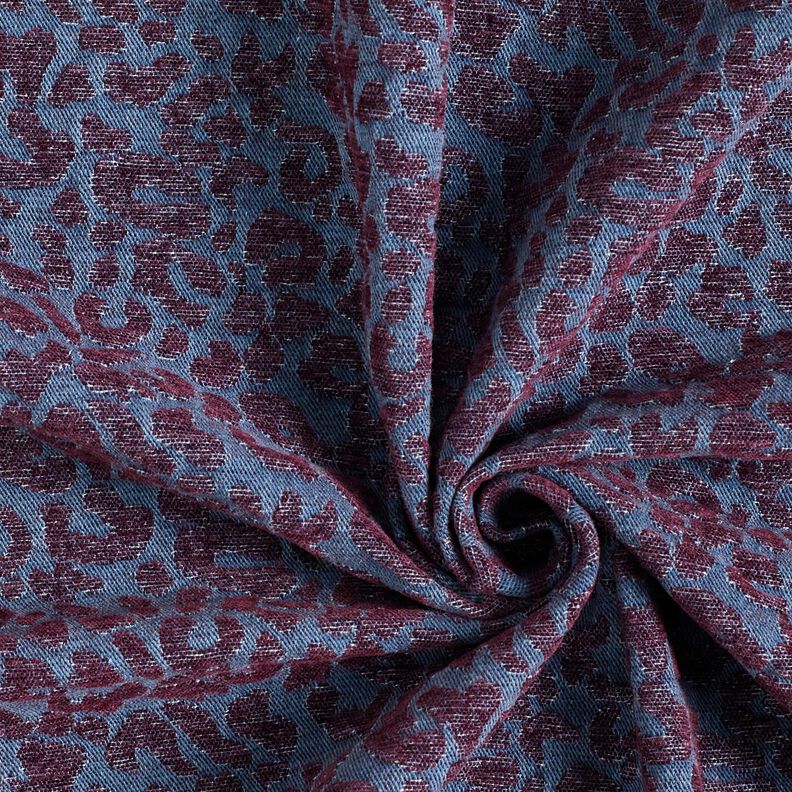 Trouser fabric denim look leopard print – aubergine/denim blue, image number 3
