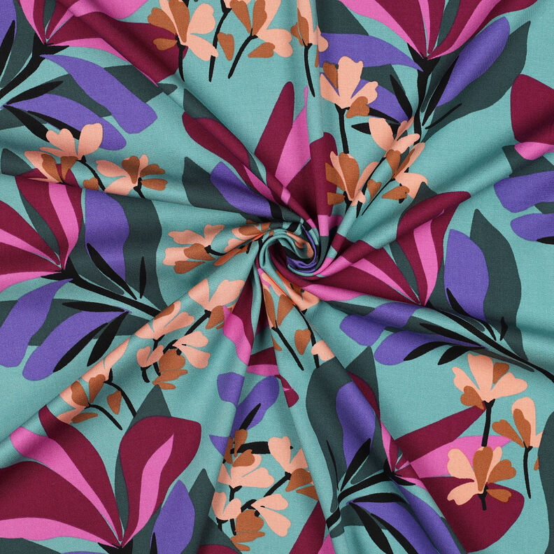 viscose fabric stretch Spring Garden | Nerida Hansen – aqua blue/burgundy,  image number 3