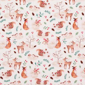 Cotton Jersey Animals in autumn Digital Print  – natural, 