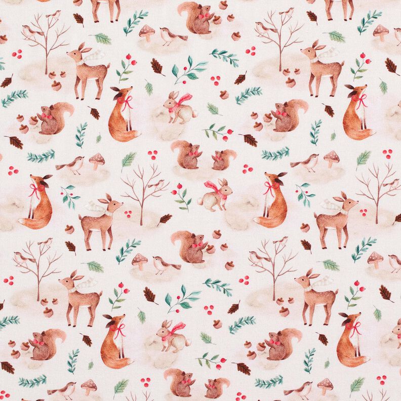 Cotton Jersey Animals in autumn Digital Print  – natural,  image number 1