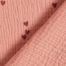 Double Gauze/Muslin Scattered hearts – dark dusky pink/burgundy,  thumbnail number 4