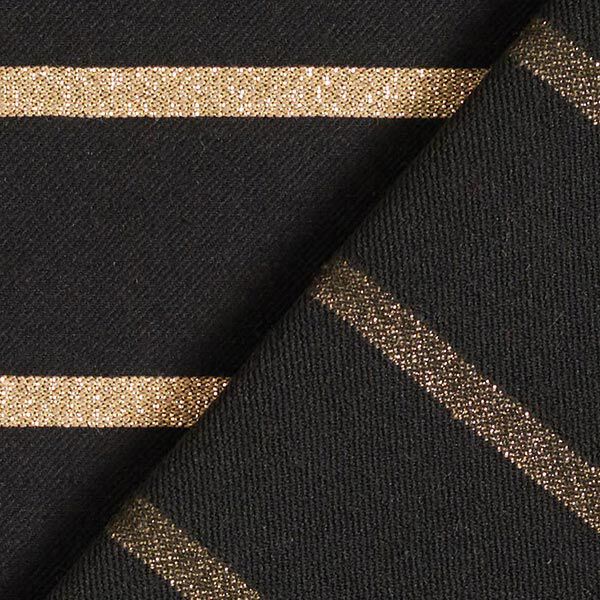 Glitter Stripes Stretch Cotton – black/gold,  image number 5