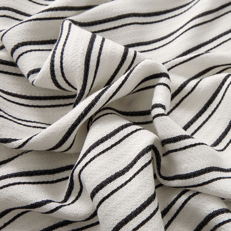 Irregular stripes crepe blouse fabric – white/black,  image number 6