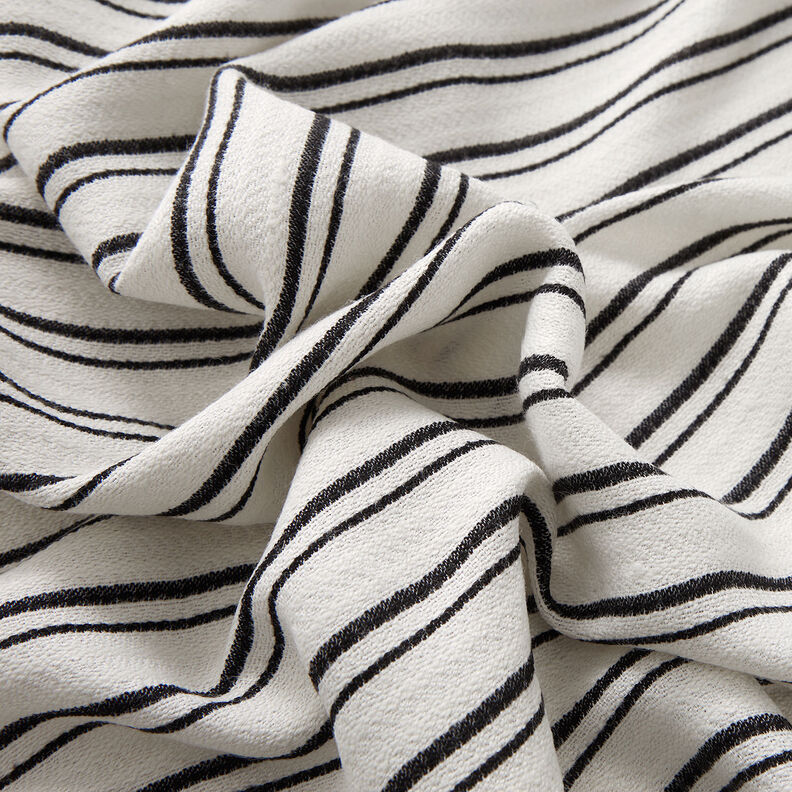 Irregular stripes crepe blouse fabric – white/black,  image number 6