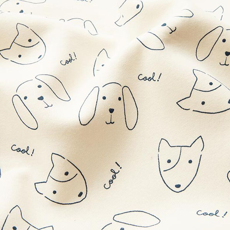 Brushed Sweatshirt Fabric dog faces – offwhite/midnight blue,  image number 2