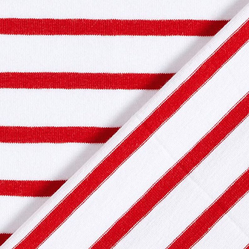 Narrow & Wide Stripes Cotton Jersey – white/red,  image number 4