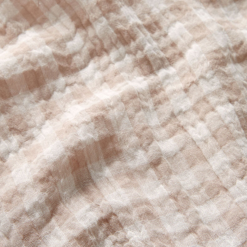 Double Gauze/Muslin Yarn dyed gingham – natural/white,  image number 3