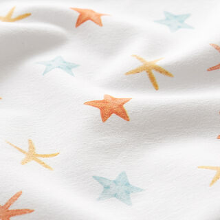 Cotton Jersey starfish Digital Print | Poppy – white, 