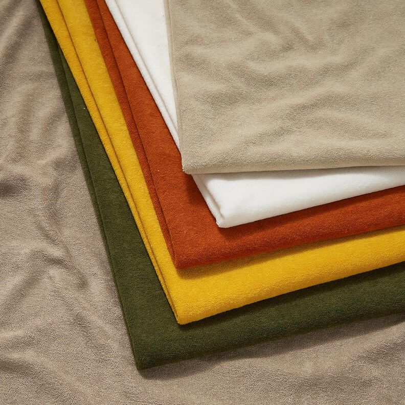 Towelling Fabric Stretch Plain – light beige,  image number 5