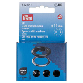 Eyelets with washers [20 pieces | Ø 11 mm] | Prym – black/metallic silver, 