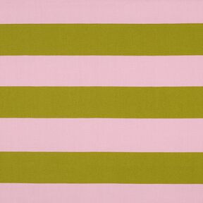 Decor Fabric Canvas cheerful stripes – pink/moss green, 