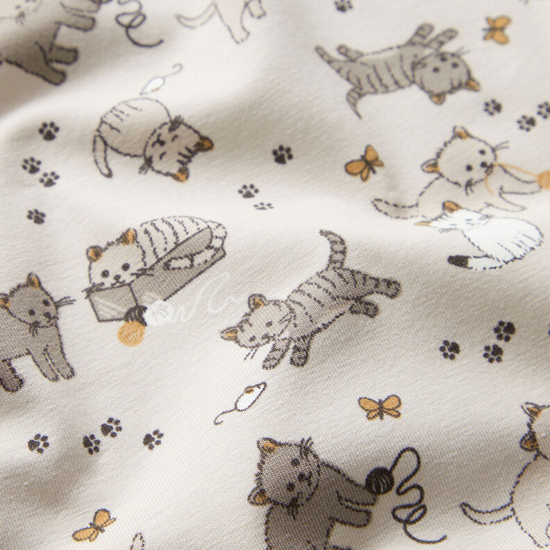 Cotton Jersey cute cats – misty grey,  image number 2