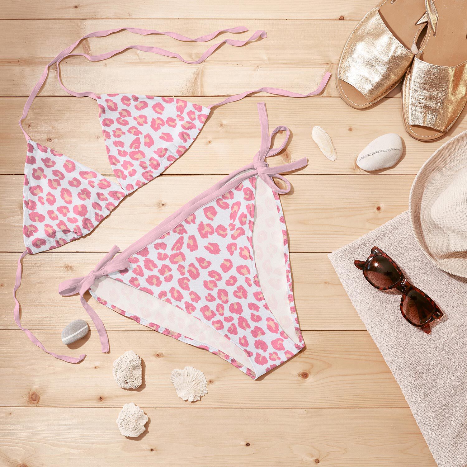 Swimsuit fabric leopard print white pink