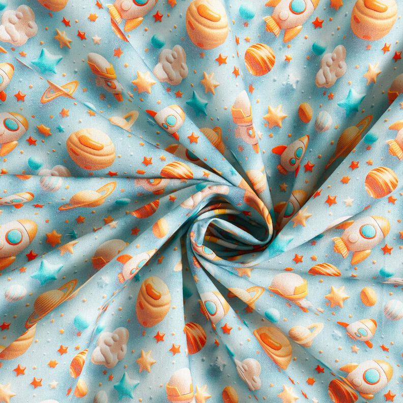 Cotton Poplin Cosmos Digital Print – light blue,  image number 3