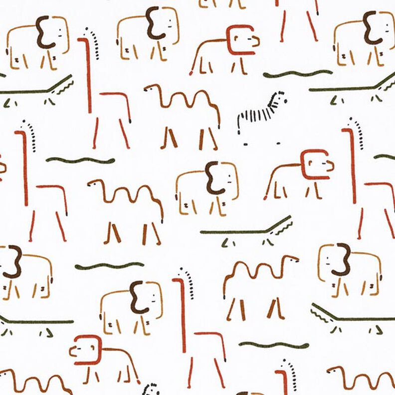 Brushed Sweatshirt Fabric abstract savanna animals – white,  image number 1