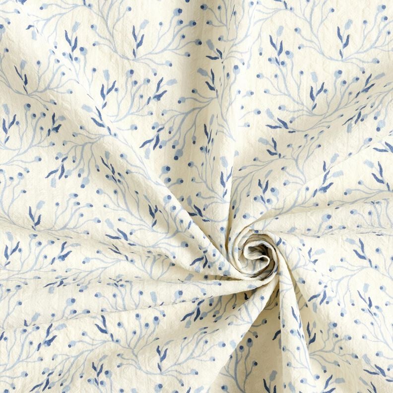 Seersucker delicate berry branches &ndash; offwhite/denim blue,  image number 3