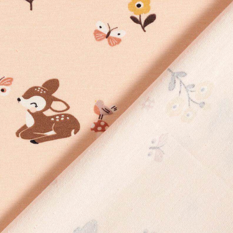 Cotton Jersey fawn in the flower meadow Digital Print – light beige,  image number 4