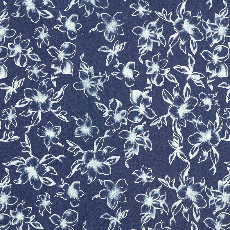 Chambray Summer flowers – navy blue/offwhite,  image number 1