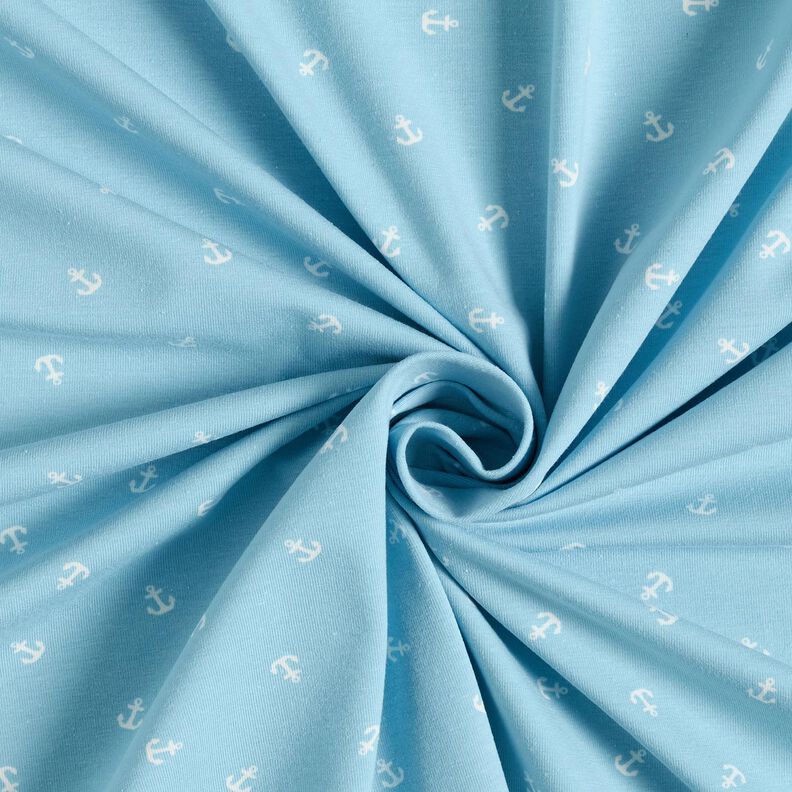 Cotton Jersey small anchor Digital Print – light blue,  image number 3
