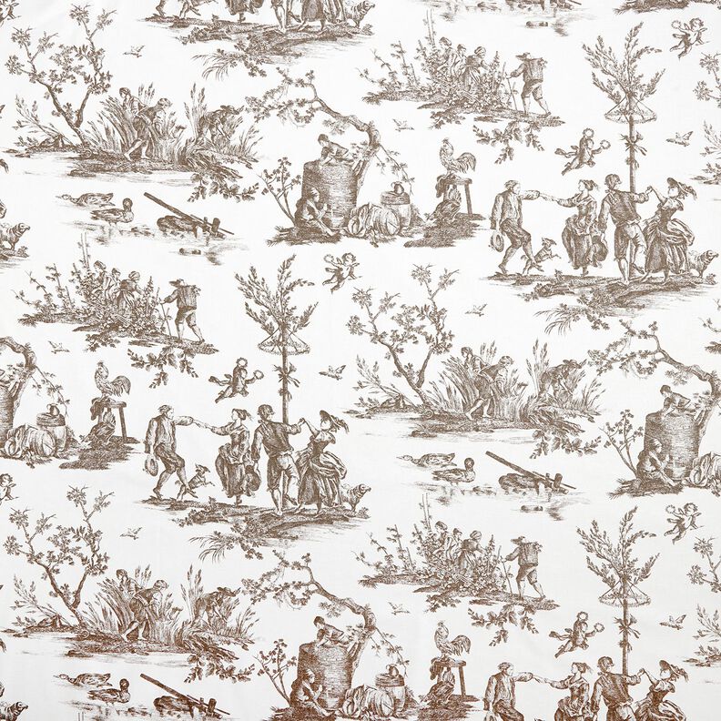 Decor Fabric Half Panama happy dancers 280 cm – taupe/white,  image number 1