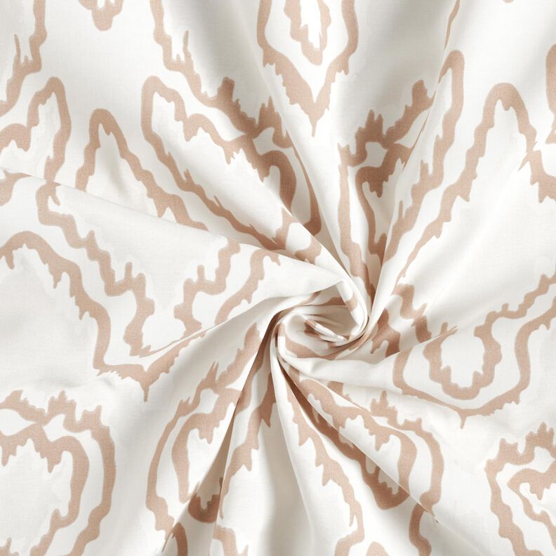 Cotton fabric serpentine lines – beige/dark beige, image number 4