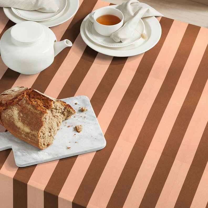 Decor Fabric Canvas cheerful stripes – salmon/brown,  image number 6