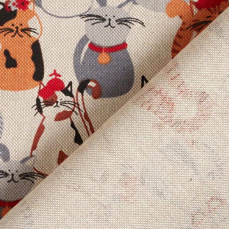Decor Fabric Half Panama elegant cats – natural/grey,  image number 4
