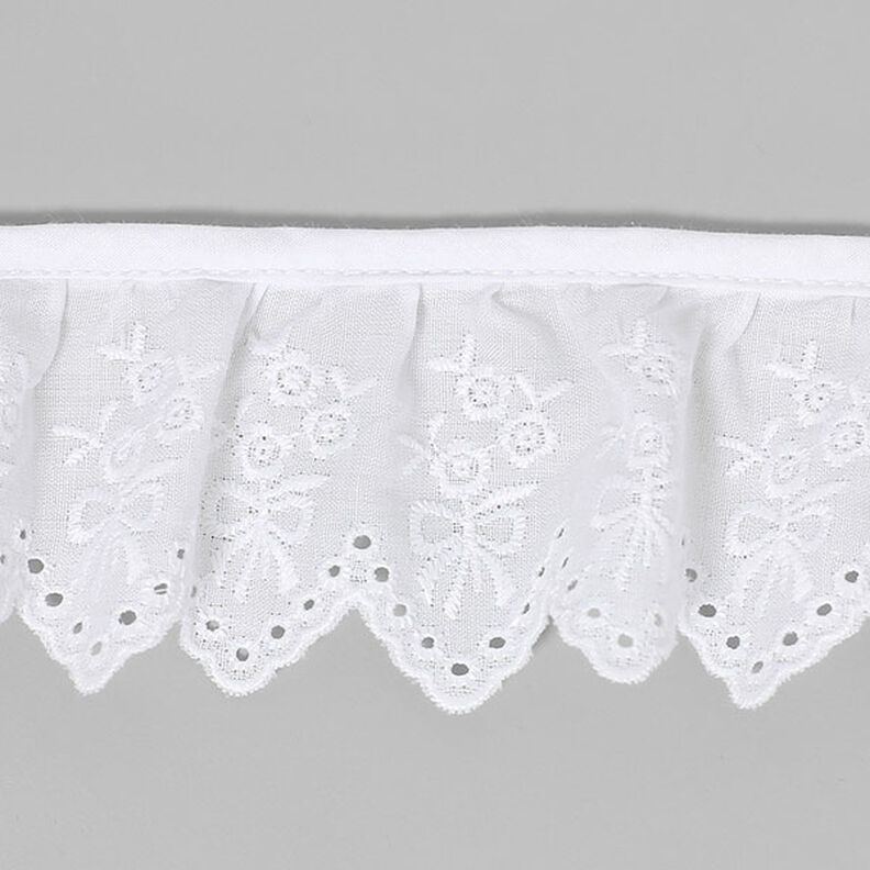 Ruched Broderie Anglaise, 57 mm – white,  image number 1