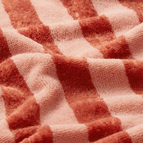 Towelling Fabric Bamboo Block Stripes – red/lobster, 