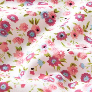 Millefleur cotton poplin – white/pink, 