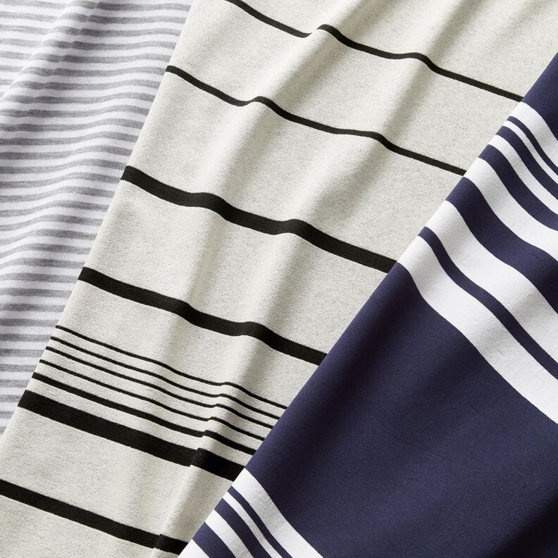 Double face Jersey plain stripes – white/grey, image number 6