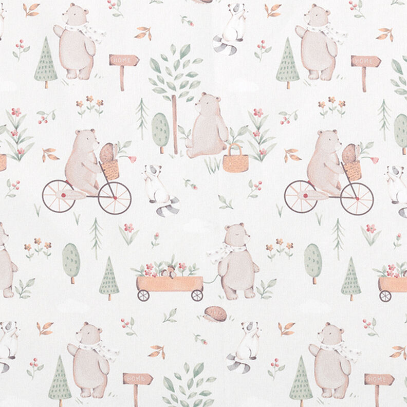 Poplin Bears on the Go Digital Print – offwhite,  image number 1