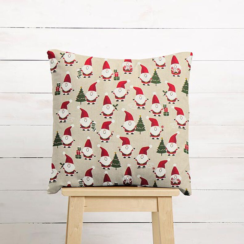 Decorative fabric half Panama cheerful Santa Clauses – natural,  image number 8