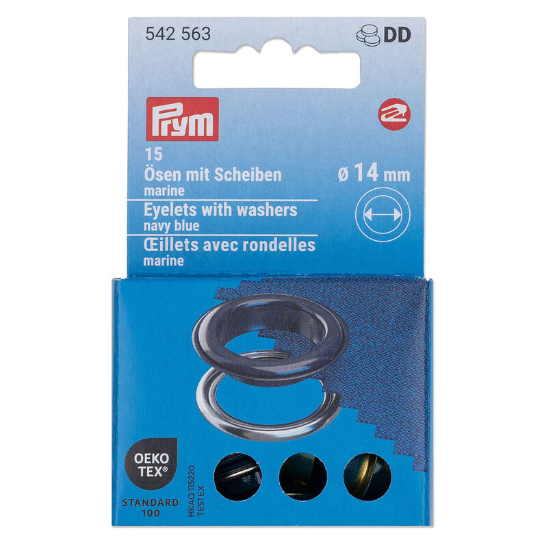 Eyelets with washers [15 pieces | Ø 14 mm] | Prym – navy blue/metallic silver,  image number 1