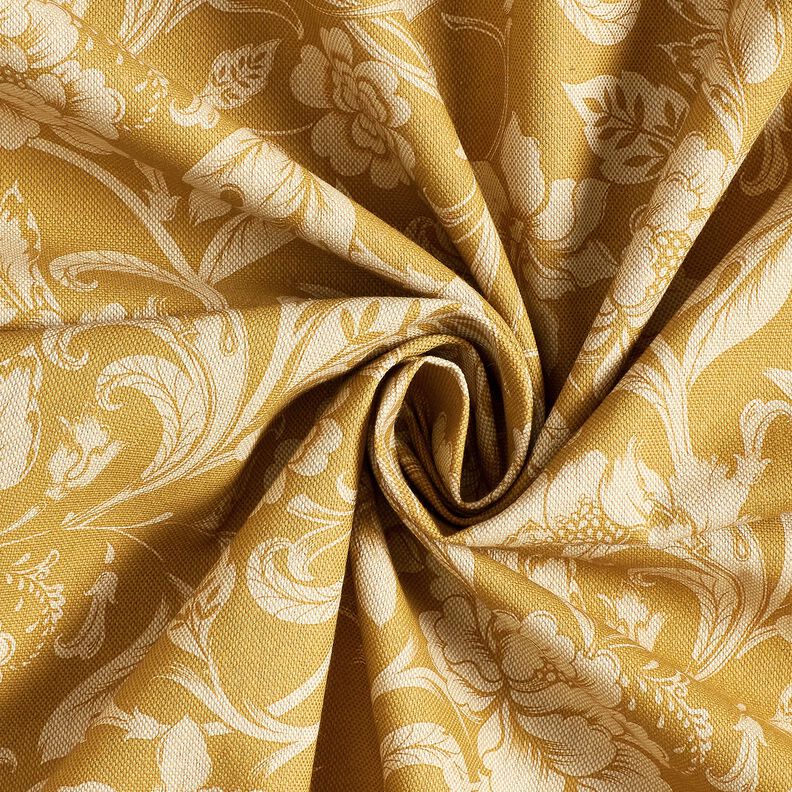 Decor Fabric Half Panama Flowers, nostalgic – natural/mustard,  image number 3