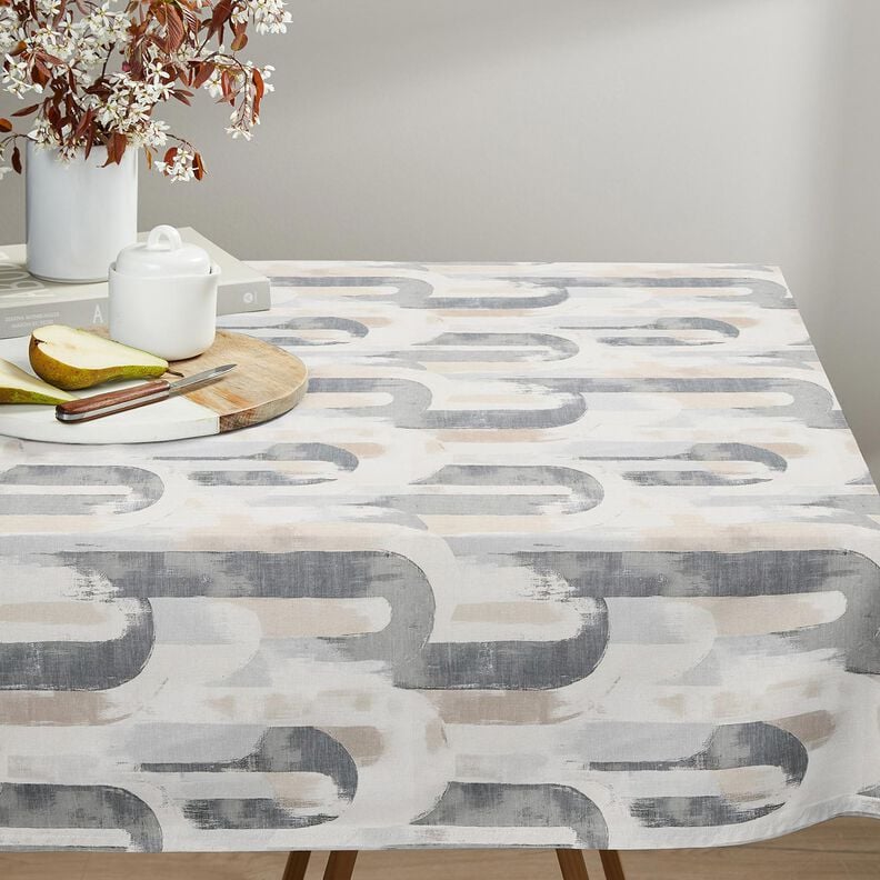 Decor Fabric Half Panama artistic arches – light beige/grey, image number 8