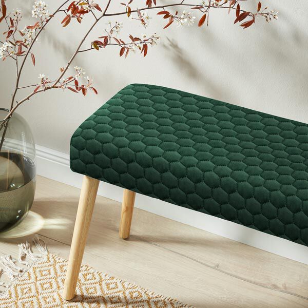 Upholstery Fabric Velvet Honeycomb Quilt – dark green,  image number 7