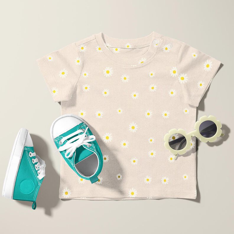 Waffle Jersey Ox-eye daisies – natural, image number 6