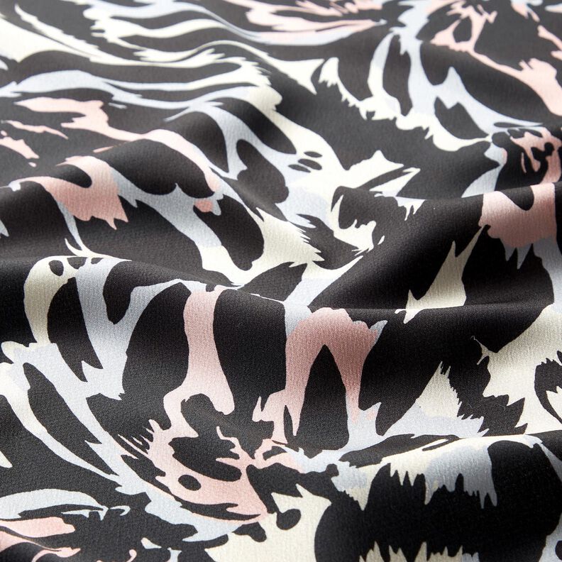 Satin crepe abstract petals – black/silver,  image number 2