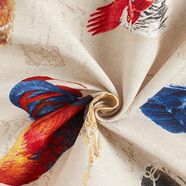 Decorative fabric Canvas Rooster and writing – natural,  image number 3