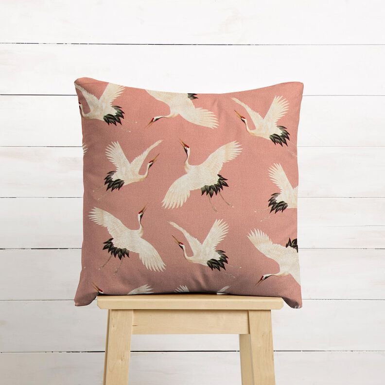 Decor Fabric Half Panama stylish cranes – dusky pink/cream,  image number 6