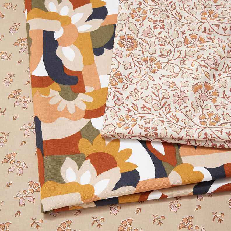 Cotton Cretonne delicate floral pattern – white/cinnamon,  image number 5
