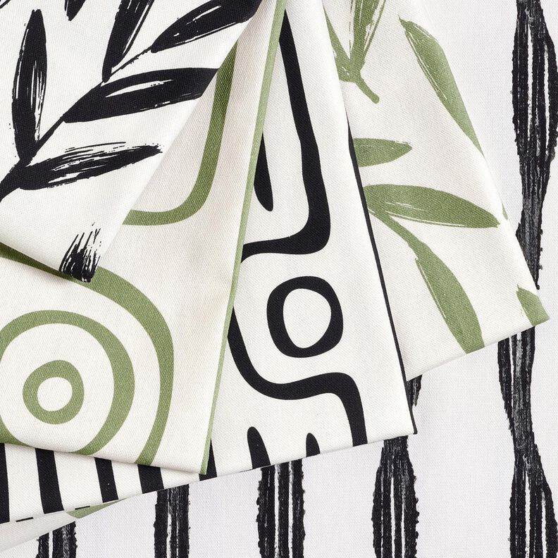 Decor Fabric Half Panama minimalist leaves – pine/natural, image number 5