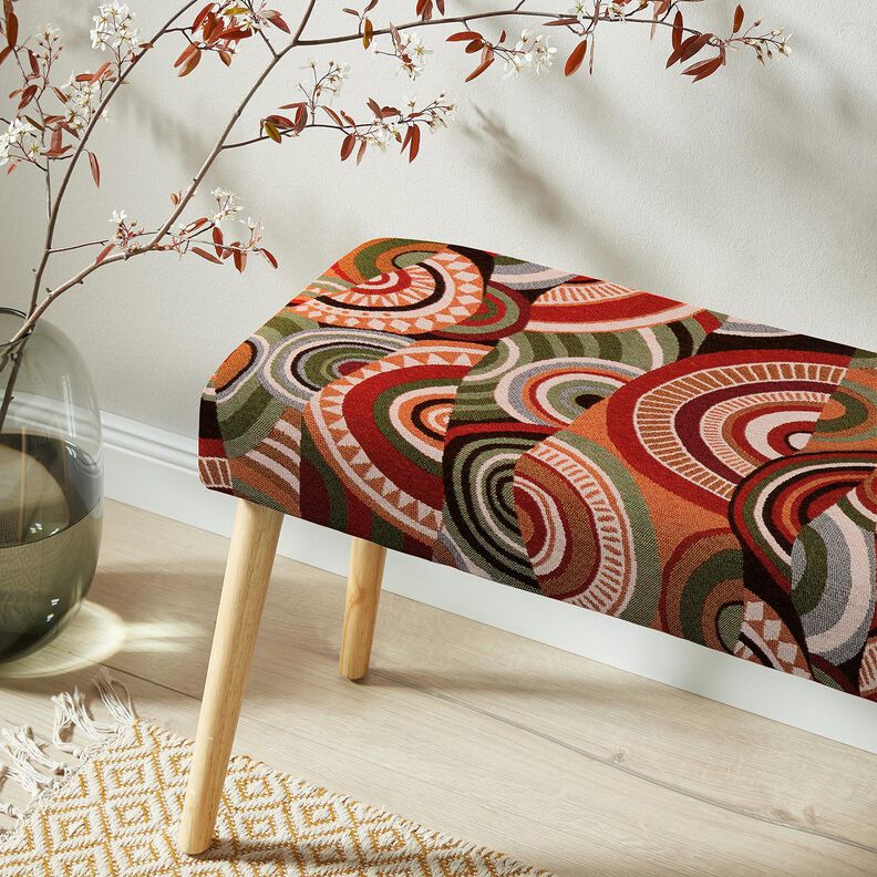 Decor Fabric Tapestry Fabric abstract semicircles – terracotta/green, image number 6
