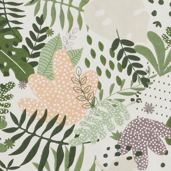 Cotton Cretonne Abstract Jungle Plants – white/green,  image number 6