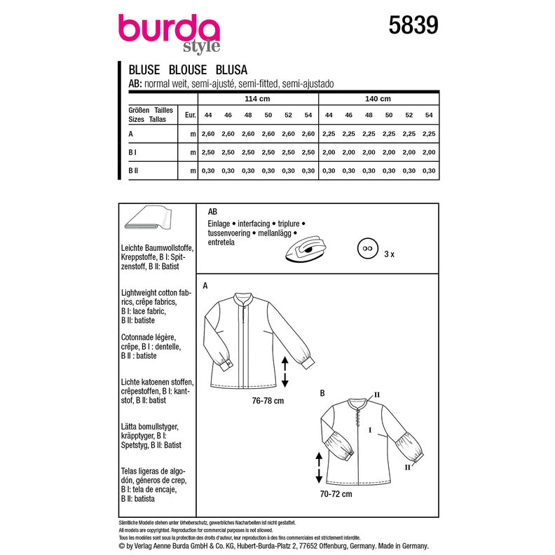 Plus-Size Blouse | Burda 5839 | 44-54,  image number 9
